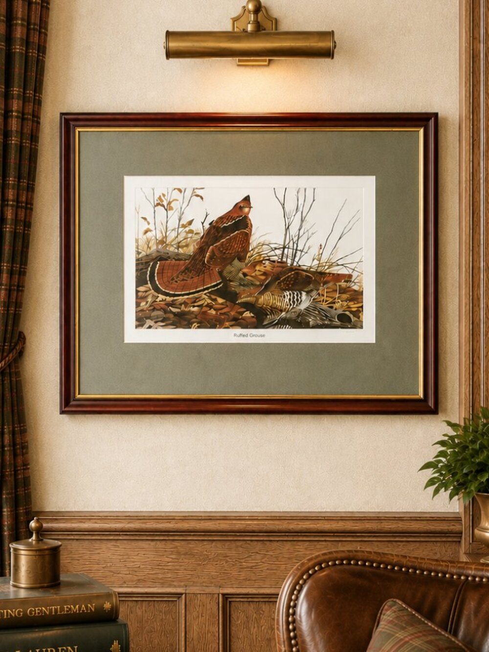 Vintage Ruffled Grouse Wildlife Artwork by WM Zimmerman Western Wall Print - Picture 2 of 10